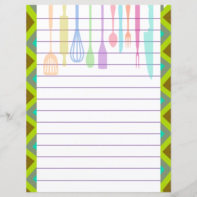 Papier Ustensiles de Cuisine rétro (Devant)