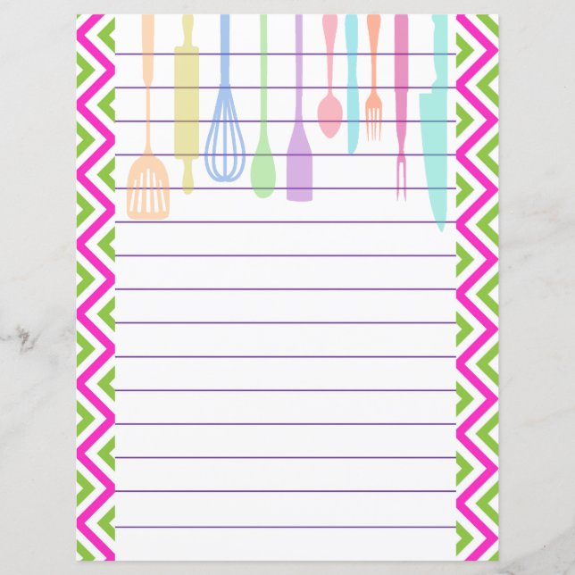 Papier Ustensiles de cuisine rétro à chevron zigzag (Devant)