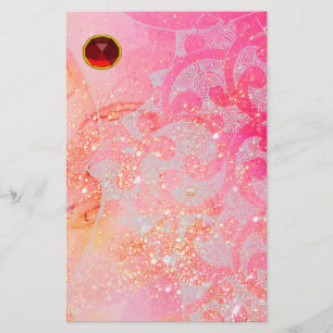 PAPIER VAGUES ABSTRAITES, FLEUVES FLORALES DE FUCHSIA ROS