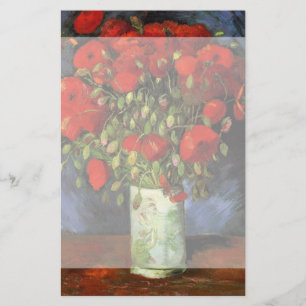 Papier Vase avec des coquelicots rouges de Vincent van Go