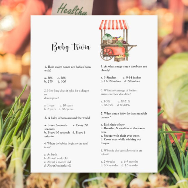 Papier Vegetables baby shower Baby Trivia Game (Créateur téléchargé)