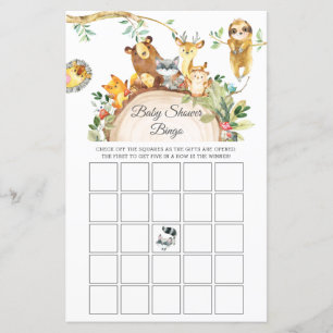 Papier Végétal Bois Animaux Baby shower Bingo Jeu