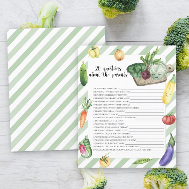 Papier Veggie baby shower 20 questions sur les parents (Créateur téléchargé)