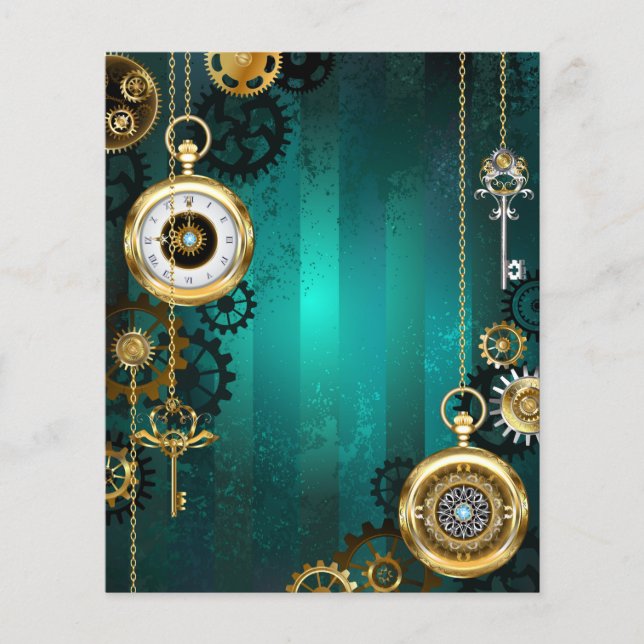 Papier Veille bijoux Steampunk sur un Arrière - plan vert (Devant)