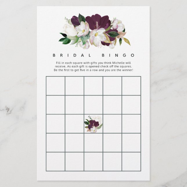 Papier Velours de prune foncée et Bingo de la nuptiale de (Devant)