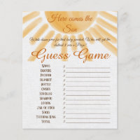 Venez Sunshine Baby shower Guerres Activité de jeu
