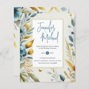 Papier VENTE ! Invitations turquoises de mariage floral