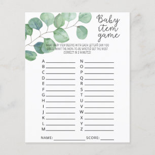 Papier Verdure - Baby Item Jeu. Jeu baby shower