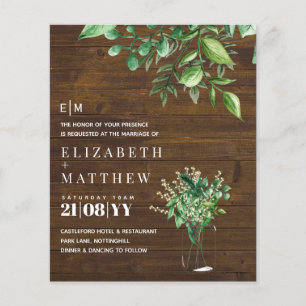 Papier Verdure botanique Budget Faire-part de mariage ver