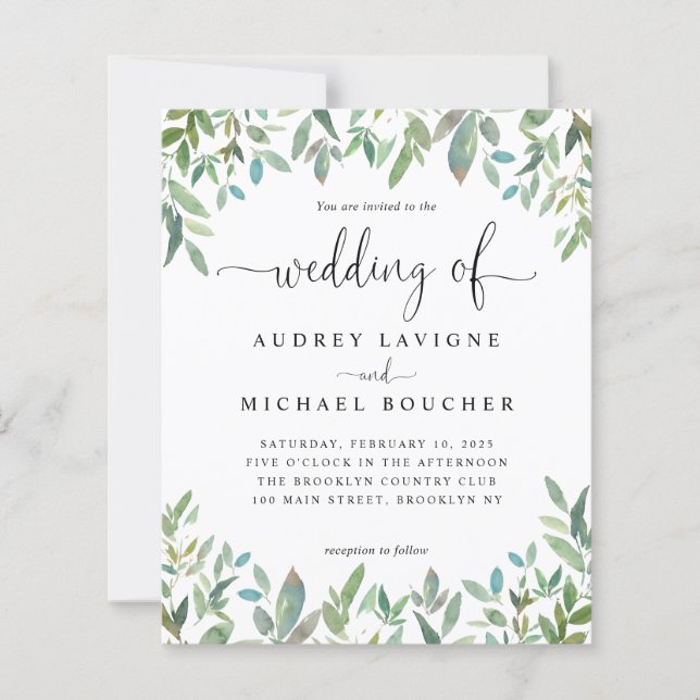 Papier Verdure botanique Sage Vert Tout en un Mariage I (Devant)