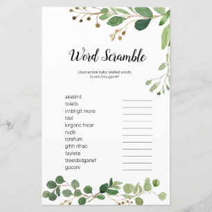 Papier Verdure florale Aquarelle Word Scramble Jeu