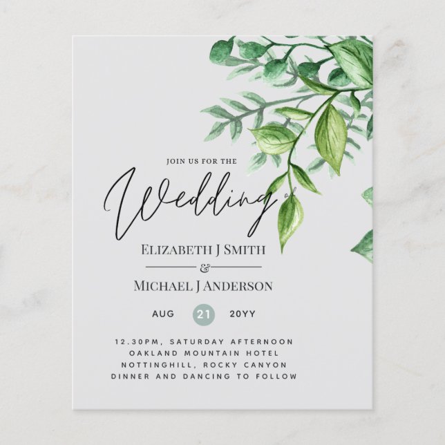Papier Véritable couleur VERDURE Budget Mariage Invitatio (Devant)