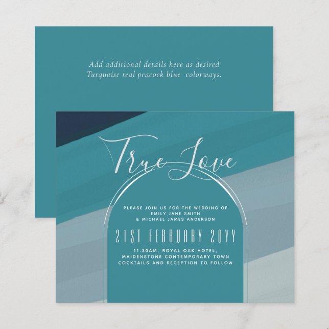 Papier Verre de mer moderne Océan Peacock Bleu Mariage Tu (Devant / Derrière)