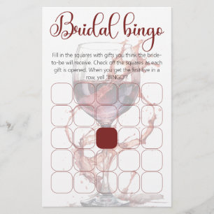 Papier Verre de vin rouge Fête des mariées jeu de bingo