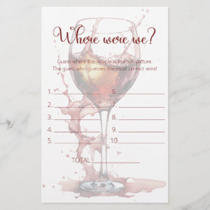 Papier Verre de vin rouge Où étions-nous le jeu de douche