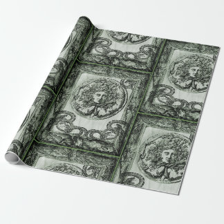 Papier vert d'emballage cadeau de méduse