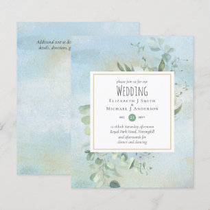 Papier Vert Eucalyptus Bleu Mariage BUDGET Invitations