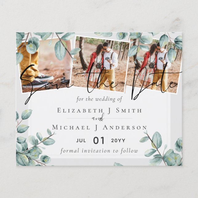 Papier Vert Eucalyptus Lilac Citron gris Mariage (Devant)