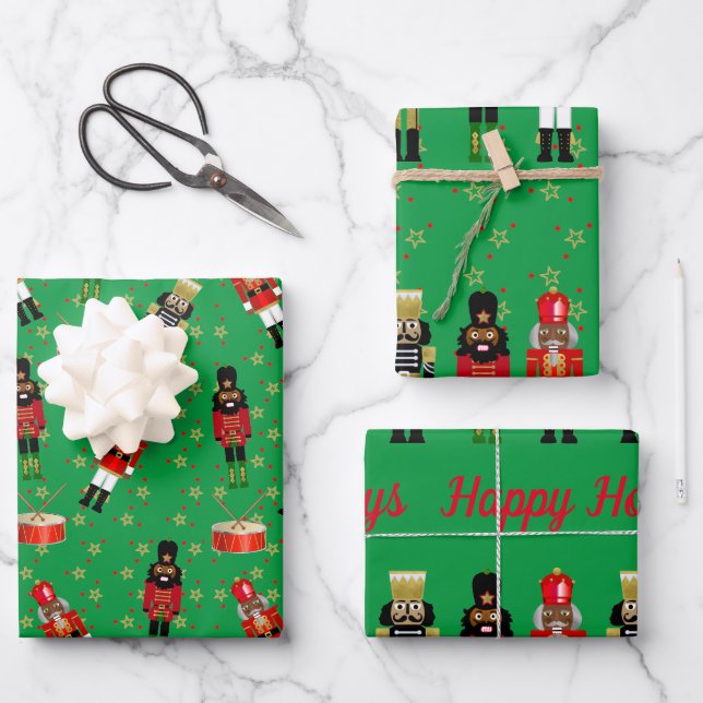 Papier vert pour l'enveloppement de Noël de Noir (Recto)