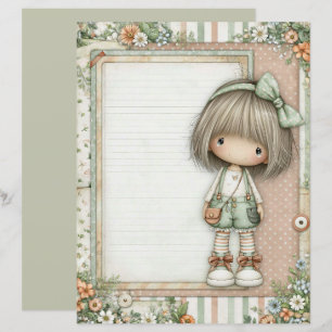 Papier Vert Sauge Rose Poussiéreuse Crème Beige Floral Co