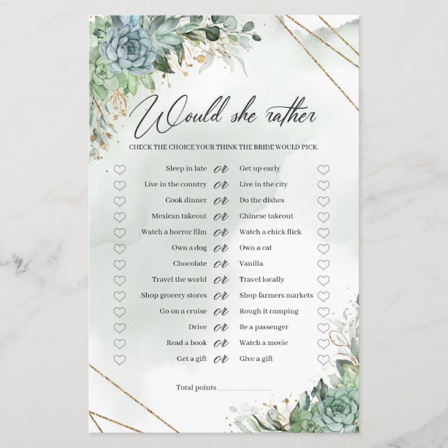 Papier Vert succulents eucalyptus Voudrait-elle Plaire (Devant)