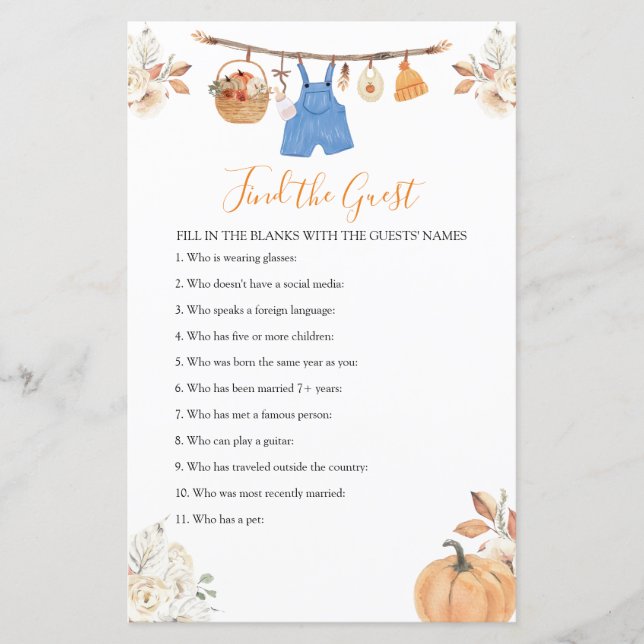 Papier Vêtements Pour Garçons Baby shower Citrouille Trou (Devant)