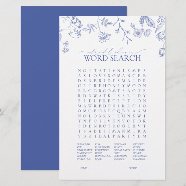Papier Victorian French Blue & White Fête des mariées Jeu (Devant / Derrière)