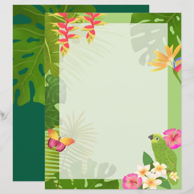 Papier Vide vert paradis tropical (Devant / Derrière)