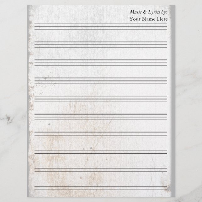 Papier Vieux feuillet vierge rayé Musique 10 stave (Devant)