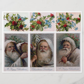 Papier Vieux Monde Père Noël Portraits + Holly & Forget M
