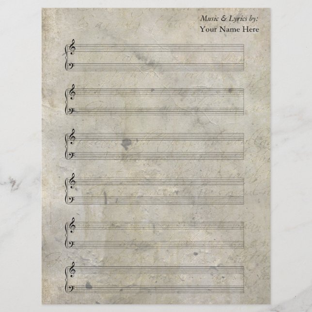 Papier Vieux tôle vierge Musique Piano stèles (Devant)