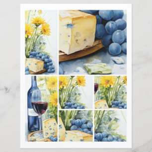 Papier Vin Fromage Bleu Raisins 1 : 2 de 4