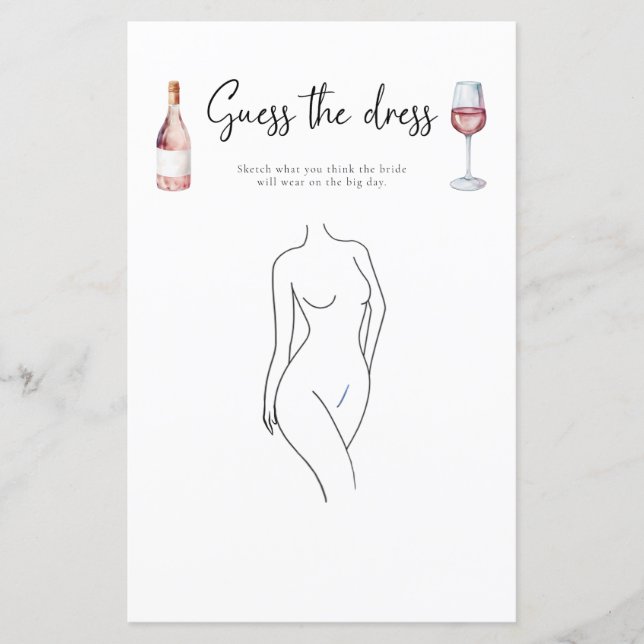 Papier Vin Rosé Brut Devinez La Fête des mariées Robe Jeu (Devant)
