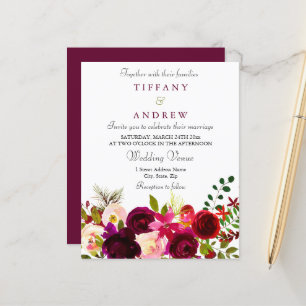 Papier Vin rouge de Bourgogne Faire-part de mariage budgé