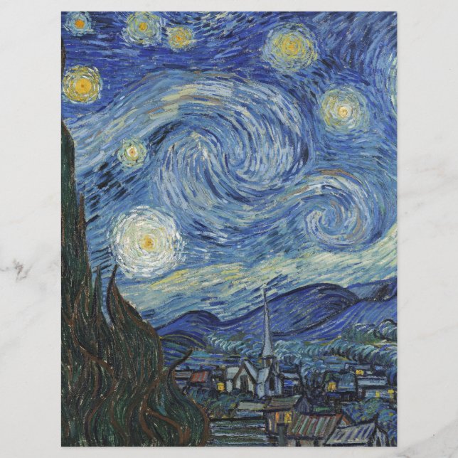 Papier Vincent van Gogh | La Nuit étoilée, juin 1889 (Devant)