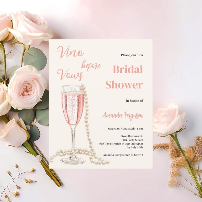 Papier Vino avant Vows rose nuptiale invitation douche (Créateur téléchargé)