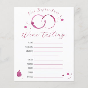Papier Vino Before Vows, Vin Tasting Sheet Fête des marié