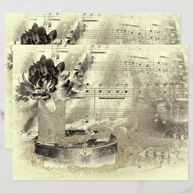 Papier Vintage antisépia Beige Black Sheet (Devant / Derrière)