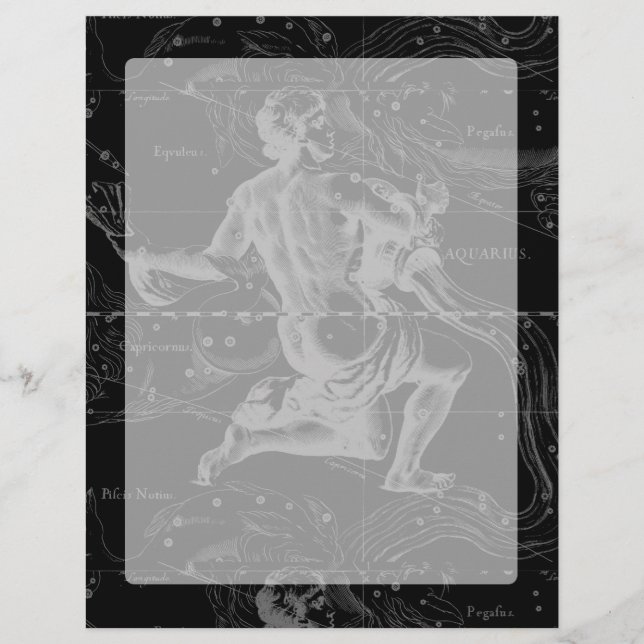 Papier Vintage Aquarius Constellation Hevelius circa 1690 (Devant)
