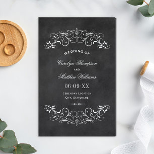 Papier Vintage Black Chalkboard Flourish Wedding Programm