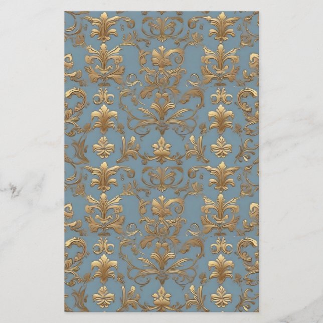 Papier Vintage Blue Damask Paris Chic (Devant)