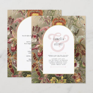 Papier Vintage Botanique Bourgogne Mariage Floral Invitat