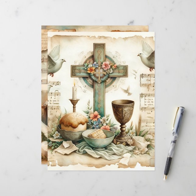 Papier vintage Christian Easter (Devant/Arrière en situation)