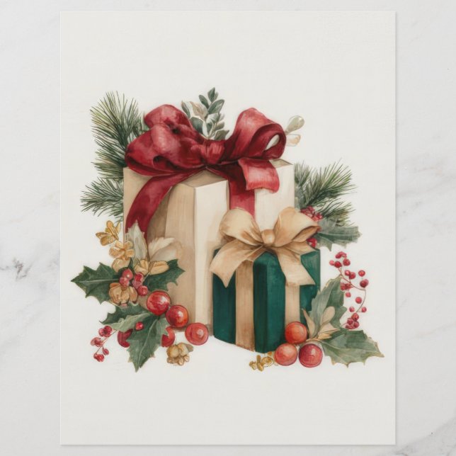 Papier Vintage Christmas Gifts Scrapbook Paper (Devant)