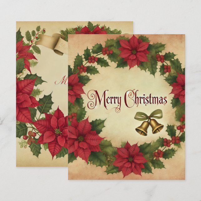 Papier Vintage Christmas Poinsettia Wreath Scrapbook (Devant / Derrière)