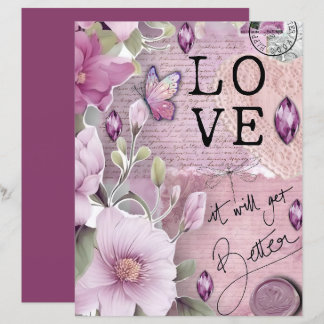 Papier Vintage Dusty Pink Love Ephemera Scrapbook Paper