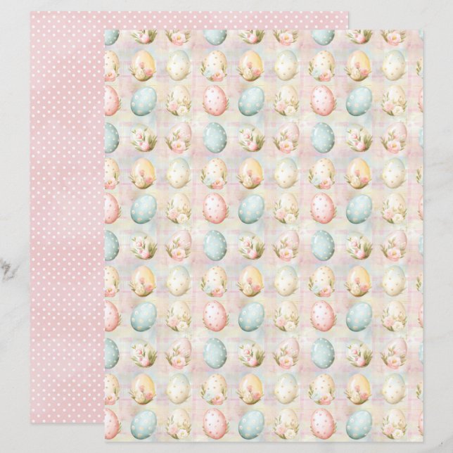 Papier Vintage Easter Eggs Scrapbook Paper (Devant / Derrière)