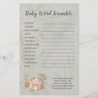 Papier Vintage Floppy Bunny Baby shower Floral jeu Word