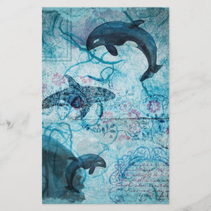 Papier Vintage marine bleu océan vie découpage scrapbook