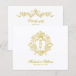 Papier Vintage Monogramme Armoiries de la Régence Mariage
